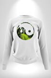 Doğa Silueti Erkek Kadın Unisex Dijital Baskılı Beyaz Sweatshirt
