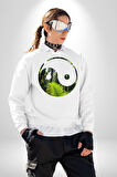 Doğa Silueti Erkek Kadın Unisex Dijital Baskılı Beyaz Sweatshirt