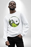 Doğa Silueti Erkek Kadın Unisex Dijital Baskılı Beyaz Sweatshirt