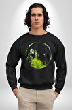 Doğa Silueti Erkek Kadın Unisex Dijital Baskılı Siyah Sweatshirt