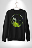 Doğa Silueti Erkek Kadın Unisex Dijital Baskılı Siyah Sweatshirt