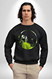 Doğa Silueti Erkek Kadın Unisex Dijital Baskılı Siyah Sweatshirt