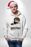 Harry Potter Chibi Magic Erkek Kadın Beyaz Dijital Baskılı Kapüşonlu Sweatshirt Hoodie
