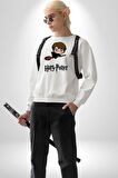 Harry Potter Chibi Magic Erkek Kadın Unisex Dijital Baskılı Beyaz Sweatshirt