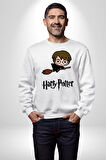 Harry Potter Chibi Magic Erkek Kadın Unisex Dijital Baskılı Beyaz Sweatshirt