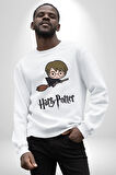 Harry Potter Chibi Magic Erkek Kadın Unisex Dijital Baskılı Beyaz Sweatshirt