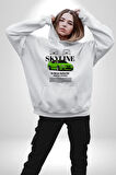 Nissan Skyline R34 Erkek Kadın Beyaz Dijital Baskılı Kapüşonlu Sweatshirt Hoodie