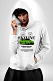 Nissan Skyline R34 Erkek Kadın Beyaz Dijital Baskılı Kapüşonlu Sweatshirt Hoodie