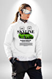 Nissan Skyline R34 Erkek Kadın Unisex Dijital Baskılı Beyaz Sweatshirt