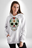 Dia de los Muertos Erkek Kadın Beyaz Dijital Baskılı Kapüşonlu Sweatshirt Hoodie