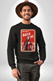 La Casa de Papel Bella Cao Dizi Serisi Erkek Kadın Unisex Dijital Baskılı Siyah Sweatshirt
