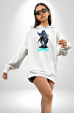 Valorant Omen Oyun Kahramanı Erkek Kadın Beyaz Dijital Baskılı Kapüşonlu Sweatshirt Hoodie