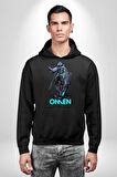 Valorant Omen Oyun Kahramanı Erkek Kadın Siyah Dijital Baskılı Kapüşonlu Sweatshirt Hoodie