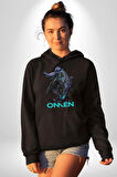 Valorant Omen Oyun Kahramanı Erkek Kadın Siyah Dijital Baskılı Kapüşonlu Sweatshirt Hoodie