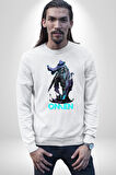 Valorant Omen Oyun Kahramanı Erkek Kadın Unisex Dijital Baskılı Beyaz Sweatshirt