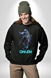 Valorant Omen Oyun Kahramanı Erkek Kadın Unisex Dijital Baskılı Siyah Sweatshirt