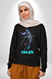 Valorant Omen Oyun Kahramanı Erkek Kadın Unisex Dijital Baskılı Siyah Sweatshirt