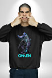 Valorant Omen Oyun Kahramanı Erkek Kadın Unisex Dijital Baskılı Siyah Sweatshirt