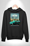 Hatıraları Canlandıran Tofaş Efsanesi! Erkek Kadın Siyah Dijital Baskılı Kapüşonlu Sweatshirt Hoodie