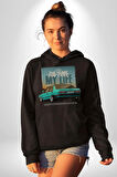 Hatıraları Canlandıran Tofaş Efsanesi! Erkek Kadın Siyah Dijital Baskılı Kapüşonlu Sweatshirt Hoodie