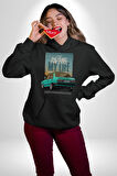 Hatıraları Canlandıran Tofaş Efsanesi! Erkek Kadın Siyah Dijital Baskılı Kapüşonlu Sweatshirt Hoodie