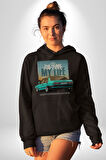 Hatıraları Canlandıran Tofaş Efsanesi! Erkek Kadın Siyah Dijital Baskılı Kapüşonlu Sweatshirt Hoodie