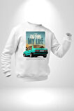 Hatıraları Canlandıran Tofaş Efsanesi! Erkek Kadın Unisex Dijital Baskılı Beyaz Sweatshirt
