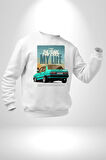 Hatıraları Canlandıran Tofaş Efsanesi! Erkek Kadın Unisex Dijital Baskılı Beyaz Sweatshirt