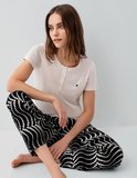 Pierre Cardin Kadın Desenli Pijama Takımı – %50 Pamuk %50 Modal, Yumuşak Dokulu, Rahat Kalıp, Büyük Beden Seçenekli