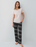 Pierre Cardin Kadın Desenli Pijama Takımı – %50 Pamuk %50 Modal, Yumuşak Dokulu, Rahat Kalıp, Büyük Beden Seçenekli