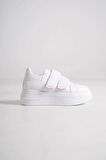VALENCIA Bağcıksız Cırt Cırtlı Ortopedik Taban Kadın Sneaker Ayakkabı BT Beyaz