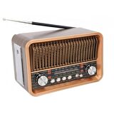 Mini Taşınabilir Portatif Nostaljik Radyo ve Bluetooth Hoparlör Led Işıklı El Fenerli