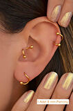 Kıvrımlı Çelik Spiral Piercing 8 Mm Tragus Helix Kıkırdak Dudak Gold Renkli