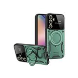 Samsung Uyumlu Galaxy S24 Fe Kılıf Joy Lens Standlı Kapak - Koyu Yeşil