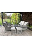 Petra Rattan 3 1 1 Masa 2puf Bahçe Balkon Mobilyası,vizon