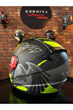 RAPID 2 RAVEN MAT SİYAH-GRİ-NEON SARI KASK