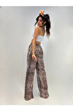 KADIN İNCE KEMER YÜKSEK BEL LEOPAR PANTOLON