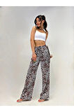 KADIN İNCE KEMER YÜKSEK BEL LEOPAR PANTOLON