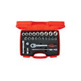 Set Lokma Anahtar Takımı 1/4 Altı Köşe Cırcırlı 15 Parça İzeltaş