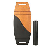 Siyah/Kahve Denge Tahtası Balance Roller Board Çift Fonksiyonlu Sörf Eğitim Tahtası Kaykay Eğitim Tahtası 73 x 31 CM – RB07