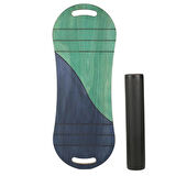 Yeşil/Lacivert Denge Tahtası Balance Roller Board Çift Fonksiyonlu Sörf Eğitim Tahtası Kaykay Eğitim Tahtası 73 x 28 CM – RB13