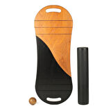 Siyah/Kahve Denge Tahtası Balance Roller Board Çift Fonksiyonlu Sörf Eğitim Tahtası Kaykay Eğitim Tahtası 73 x 28 CM – RB15
