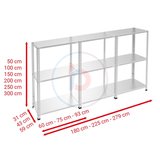 3 Katlı 3'lü Galvaniz Çelik Raf - Depo, Arşiv, Kiler, Dosya, Market Rafı 43x75 cm-150 cm-0.70 mm
