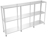 3 Katlı 3'lü Galvaniz Çelik Raf - Depo, Arşiv, Kiler, Dosya, Market Rafı 31x75 cm-100 cm-1.00 mm