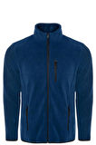 Unisex Saks Polar Standart Tam Fermuarlı 3 Cepli Polar Hırka