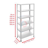 6 Katlı Galvaniz Çelik Raf - Depo, Arşiv, Kiler, Dosya, Market Rafı 43x75 cm-250 cm-1.50 mm