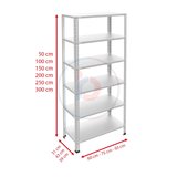 6 Katlı Galvaniz Çelik Raf - Depo, Arşiv, Kiler, Dosya, Market Rafı 59x60 cm-175 cm-1.00 mm