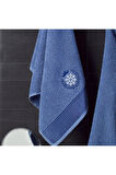 Unisex Lacivert Havlulu Bornoz 2li Set