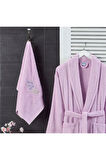 Unisex Mor Havlulu Bornoz 2'li Set