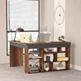 Robin Home Boston Kitaplık Raflı Çalışma Masası L Masa Ofis Çalışma Masası Barok-Antrasit